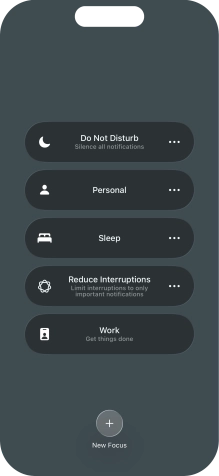 Press the required focus mode to activate or deactivate it immediately.