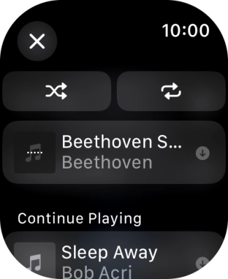Press the shuffle icon to turn the function on or off. Press the shuffle icon to turn the function on or off.