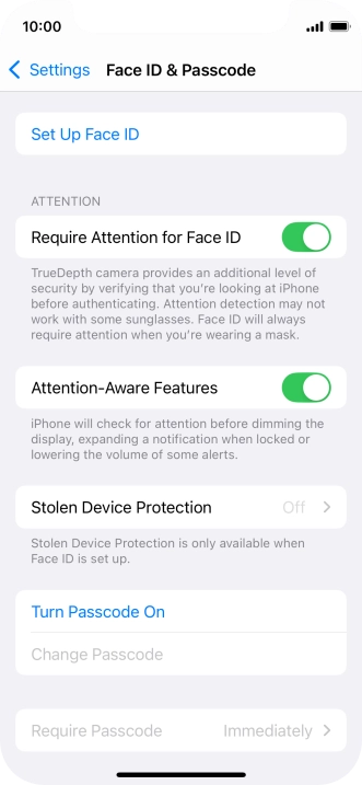 Press Turn Passcode On and key in a phone lock code of your own choice twice.