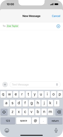 Press the text input field and write the text for your text message. Press the text input field and write the text for your text message.