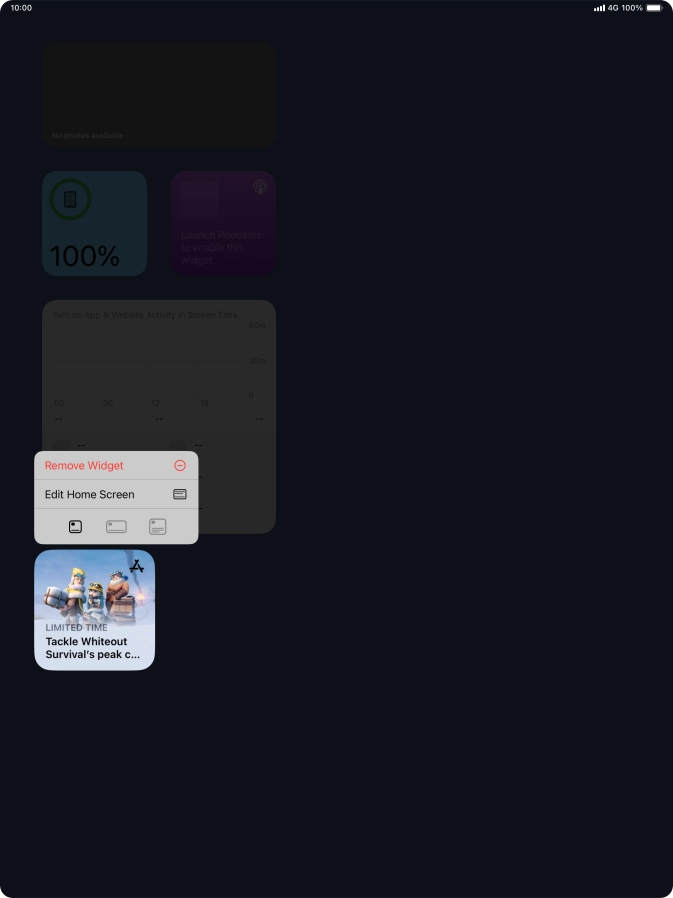 Press Remove Widget.