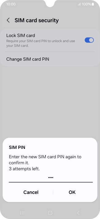 Key in the new PIN again and press OK. Key in the new PIN again and press OK.