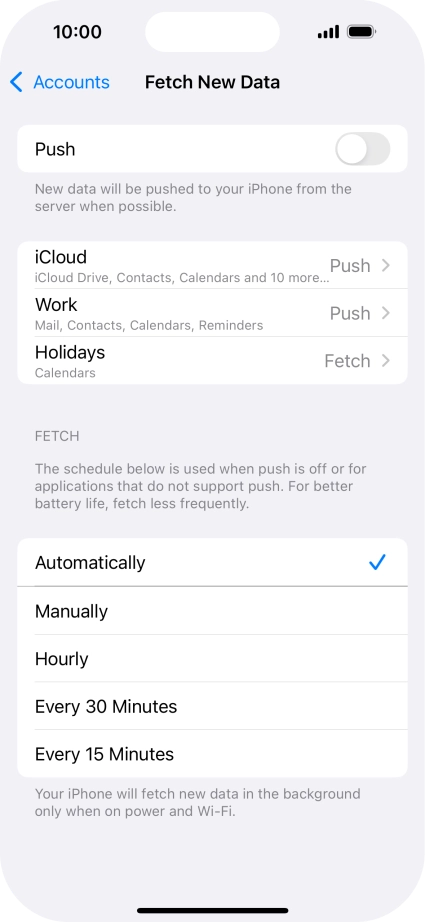 If you turn off the function, press the required setting.