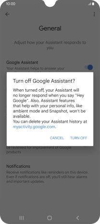 If you turn off the function, press TURN OFF.