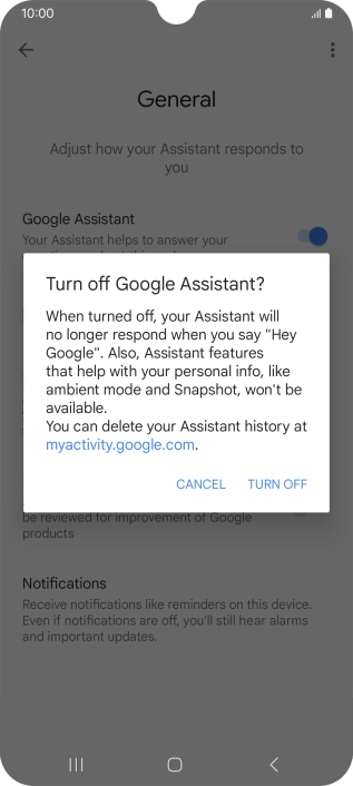 If you turn off the function, press TURN OFF.