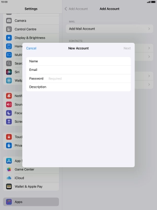 Press Password and key in the password for your email account.