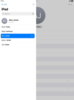 Press the required contact. Press the required contact.