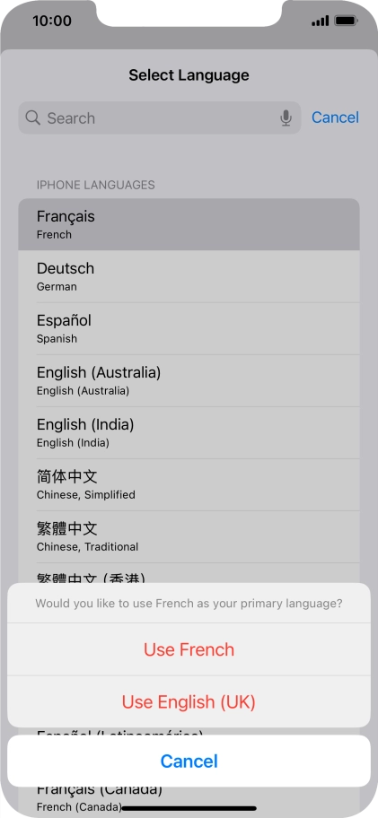 To select the new language as the default phone language, press Use ‹language› . To select the new language as the default phone language, press Use ‹language› .