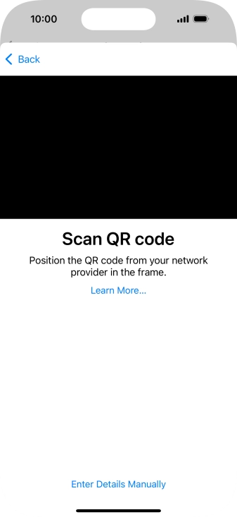 Place the QR code you've received inside the phone camera frame to scan the code. Your eSIM is transferred to your new phone over the internet.