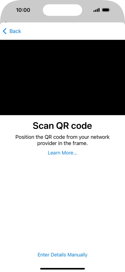 Place the QR code you've received inside the phone camera frame to scan the code. Your eSIM is transferred to your new phone over the internet.