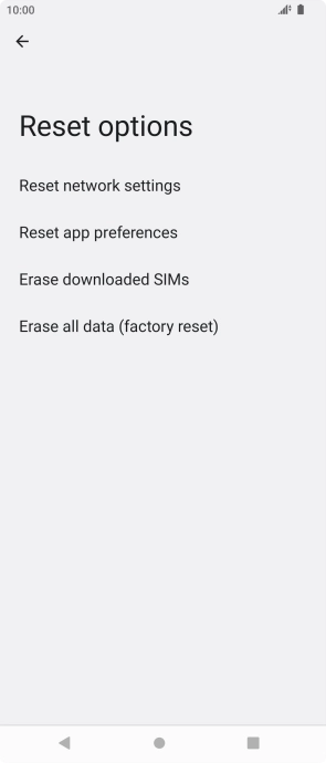 Press Erase all data (factory reset). Press Erase all data (factory reset).