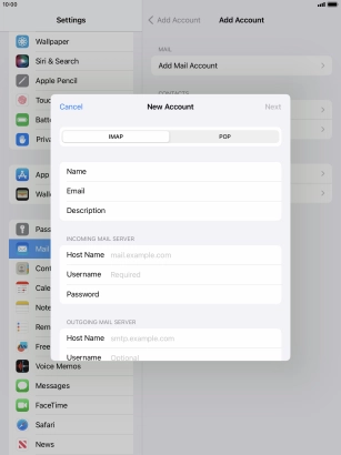 Press IMAP. Press IMAP.