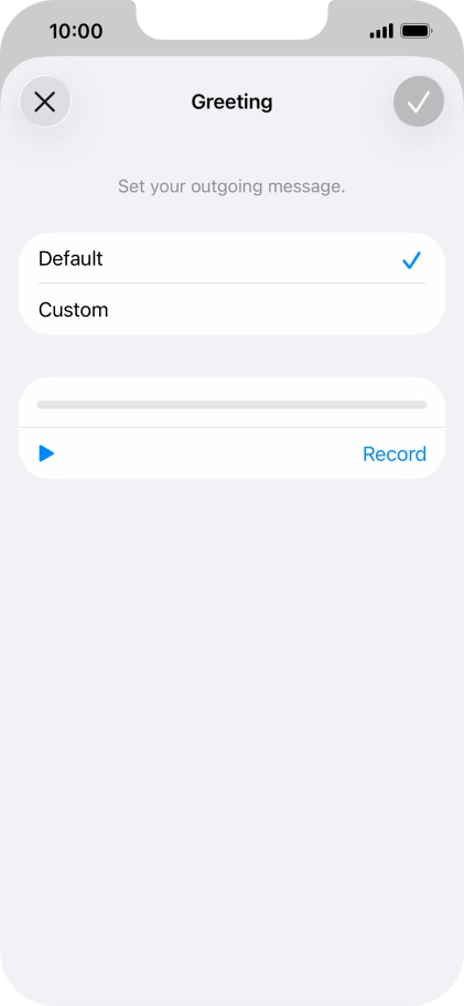 Press Default to select the default greeting. Press Default to select the default greeting.