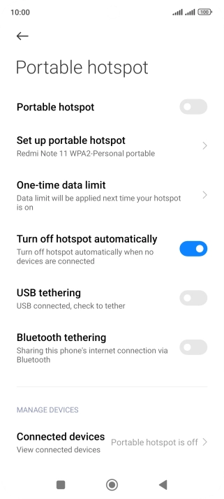 Press Set up portable hotspot.