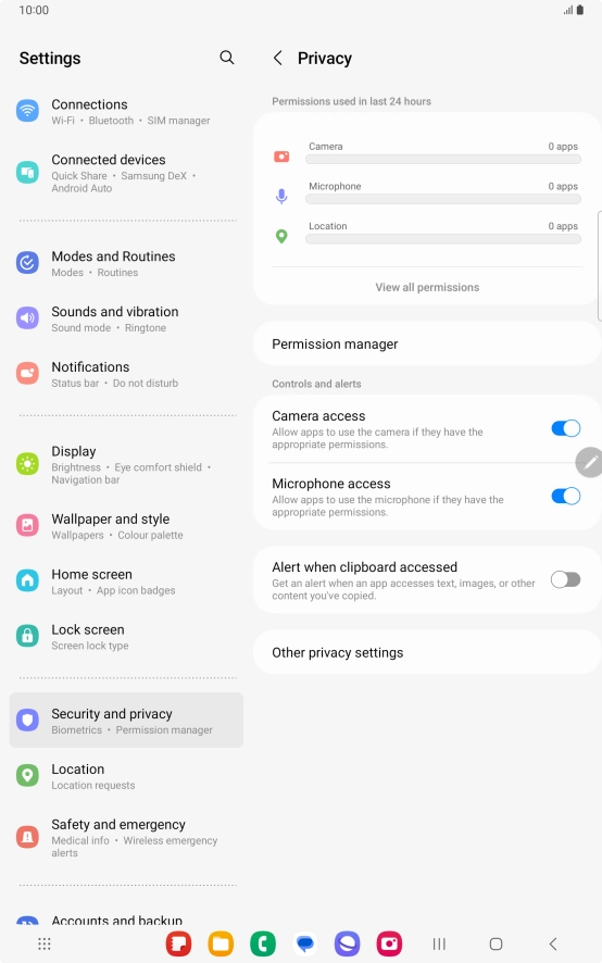 Press View all permissions.