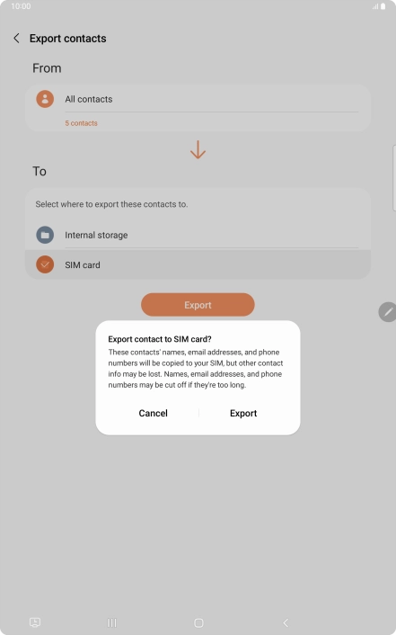 Press Export.