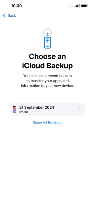 Press the required backup and your phone restores the content of the selected backup. Subsequently, follow the instructions on the screen to set up your phone and prepare it for use. Press the required backup and your phone restores the content of the selected backup. Subsequently, follow the instructions on the screen to set up your phone and prepare it for use.