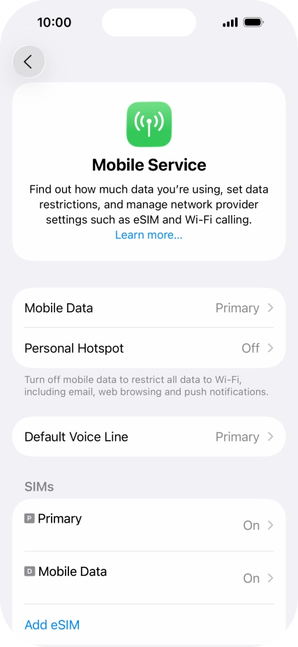 Press Mobile Data.