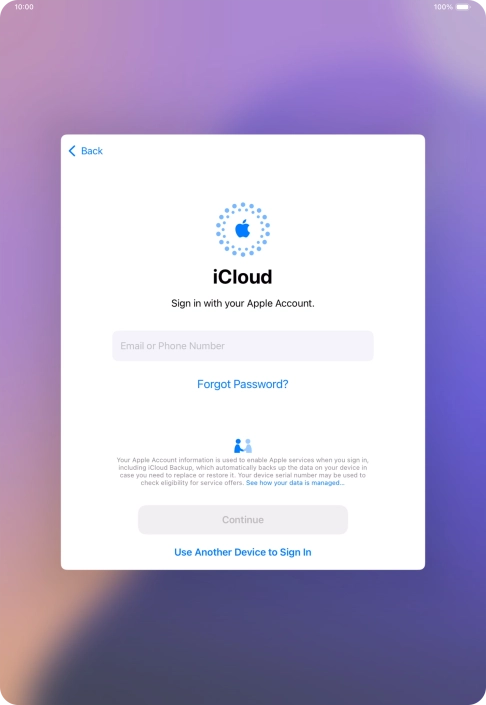 Press Email or Phone Number and key in the username for your Apple ID. Press Email or Phone Number and key in the username for your Apple ID.