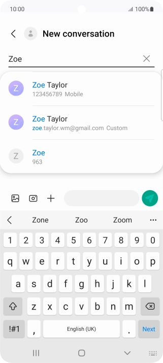 Press the required contact. Press the required contact.