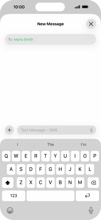 Press the text input field and write the text for your text message. Press the text input field and write the text for your text message.