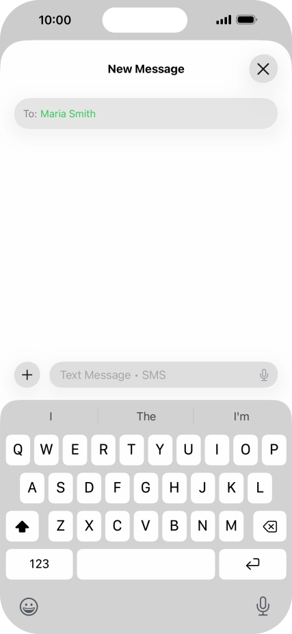Press the text input field and write the text for your text message. Press the text input field and write the text for your text message.