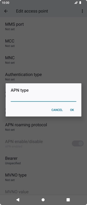 Key in default and press OK. Key in default and press OK.