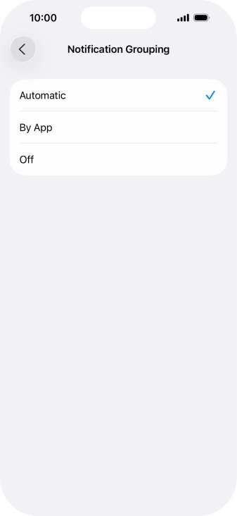 Press the required setting.