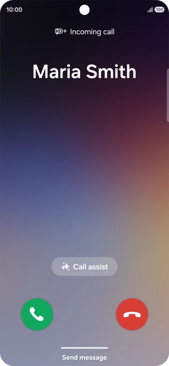 Press and drag the accept call icon right. Press and drag the accept call icon right.