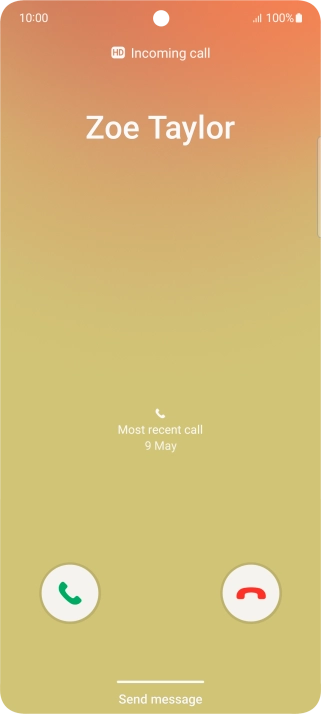 Press and drag the accept call icon right. Press and drag the accept call icon right.