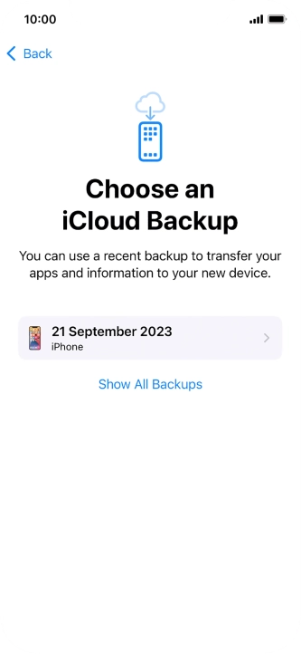 Press the required backup and your phone restores the content of the selected backup. Subsequently, follow the instructions on the screen to set up your phone and prepare it for use. Press the required backup and your phone restores the content of the selected backup. Subsequently, follow the instructions on the screen to set up your phone and prepare it for use.