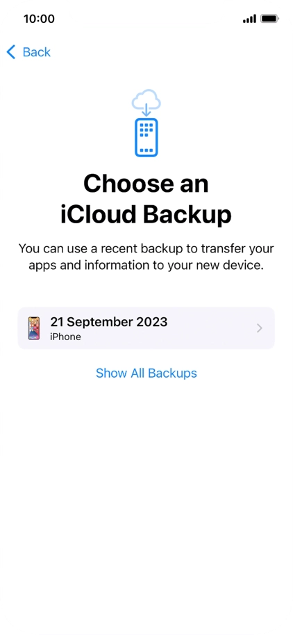 Press the required backup and your phone restores the content of the selected backup. Subsequently, follow the instructions on the screen to set up your phone and prepare it for use. Press the required backup and your phone restores the content of the selected backup. Subsequently, follow the instructions on the screen to set up your phone and prepare it for use.