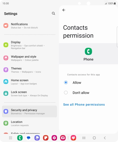 Press the required setting.