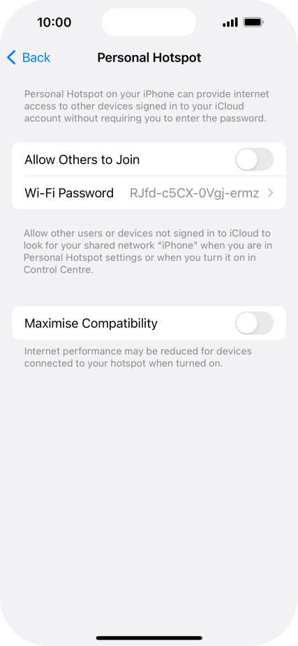 Press Wi-Fi Password and key in the required password.