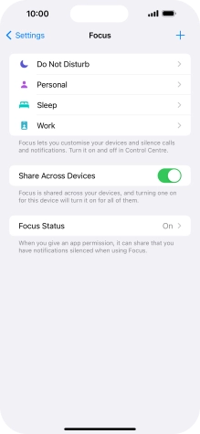 Press the required focus mode.