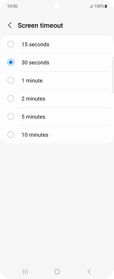 Press the required setting.