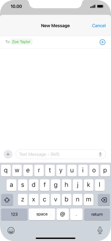 Press the text input field and write the text for your text message. Press the text input field and write the text for your text message.