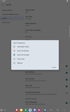 Press the required setting.