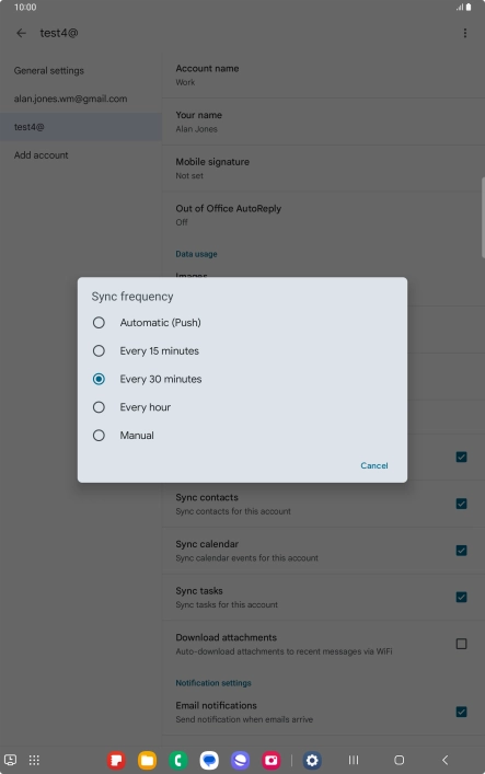 Press the required setting.