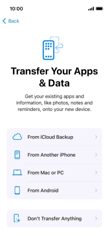 Press Don't Transfer Anything and follow the instructions on the screen to finish the activation.