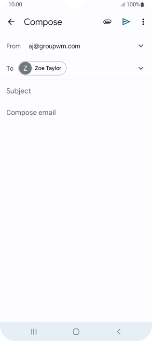 Press Subject and key in the subject for the email message.