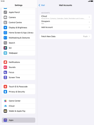 Press the name of the email account you've just set up. Press the name of the email account you've just set up.