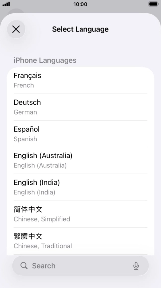 Press the required language.