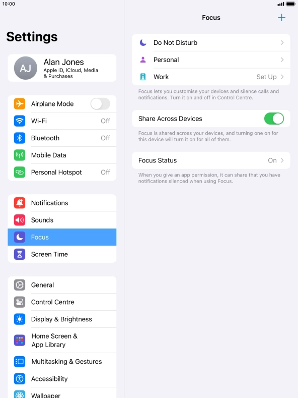 Press the required focus mode. Press the required focus mode.