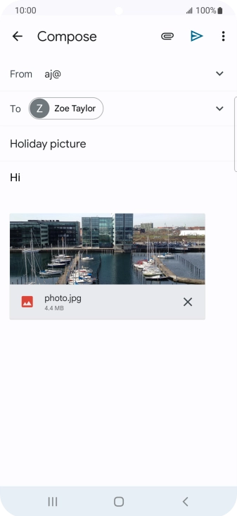 Press the send icon when you've finished your email message. Press the send icon when you've finished your email message.