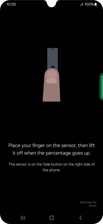 Follow the instructions on the screen to create the phone lock code using your fingerprint. Follow the instructions on the screen to create the phone lock code using your fingerprint.