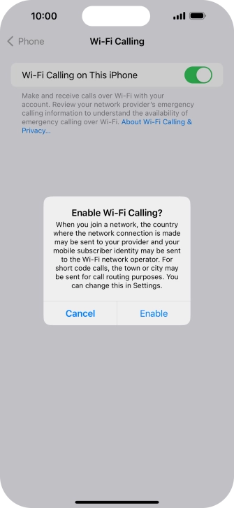 If you turn on the function, press Enable. If you turn on the function, press Enable.