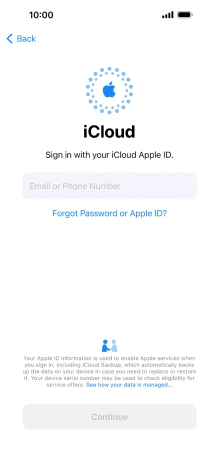 Press Email or Phone Number and key in the username for your Apple ID.