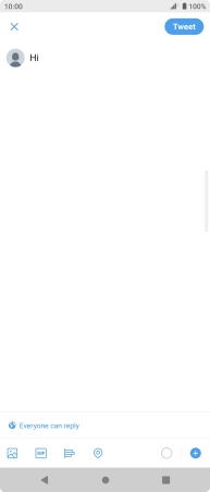Write the required text and press Tweet. Write the required text and press Tweet.