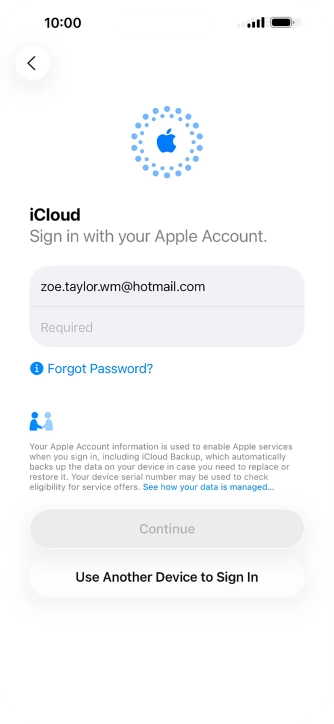 Press Required and key in the password for your Apple Account.